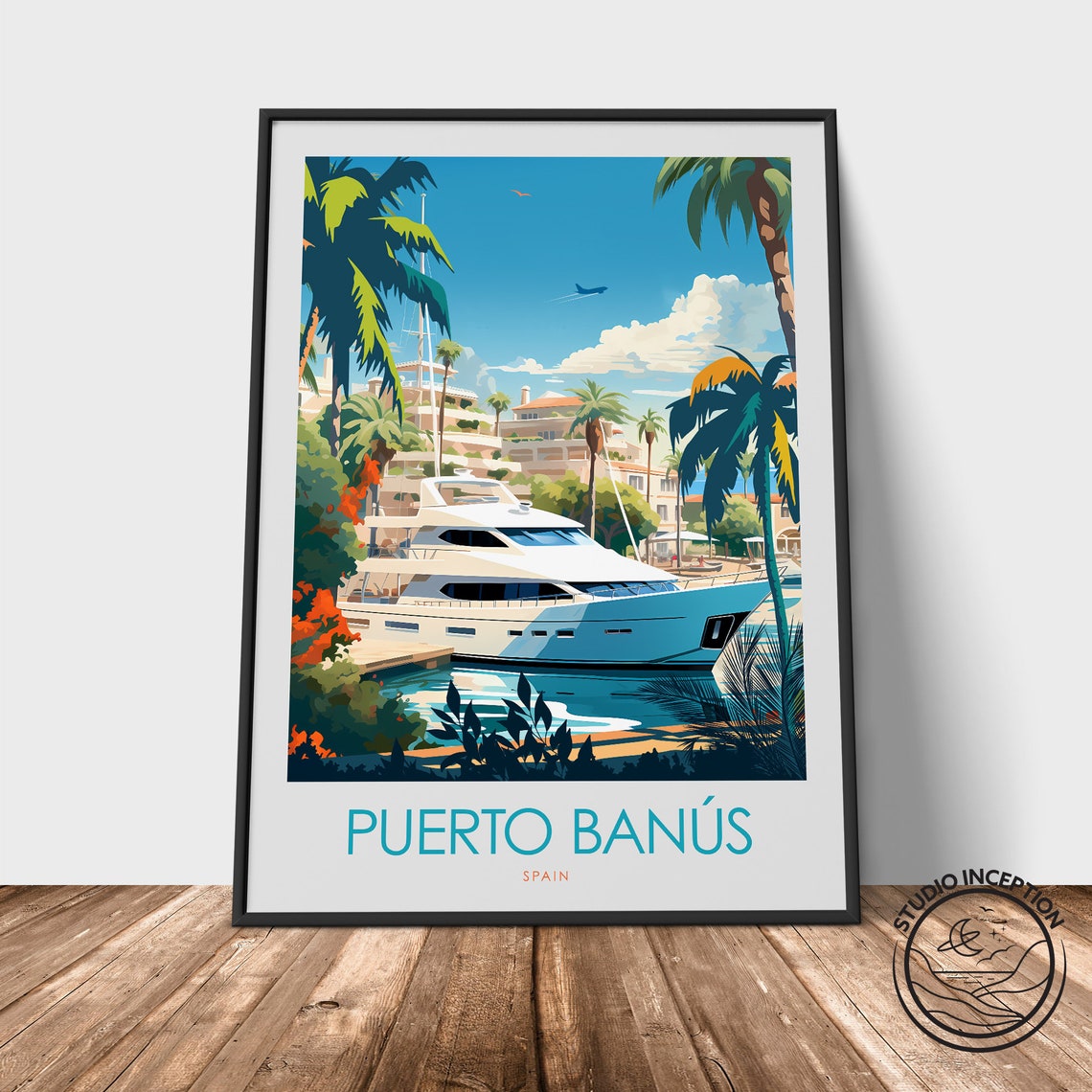 Puerto Banus Spain Marina Yacht Palms Minimal Style Travel Poster - Image 2