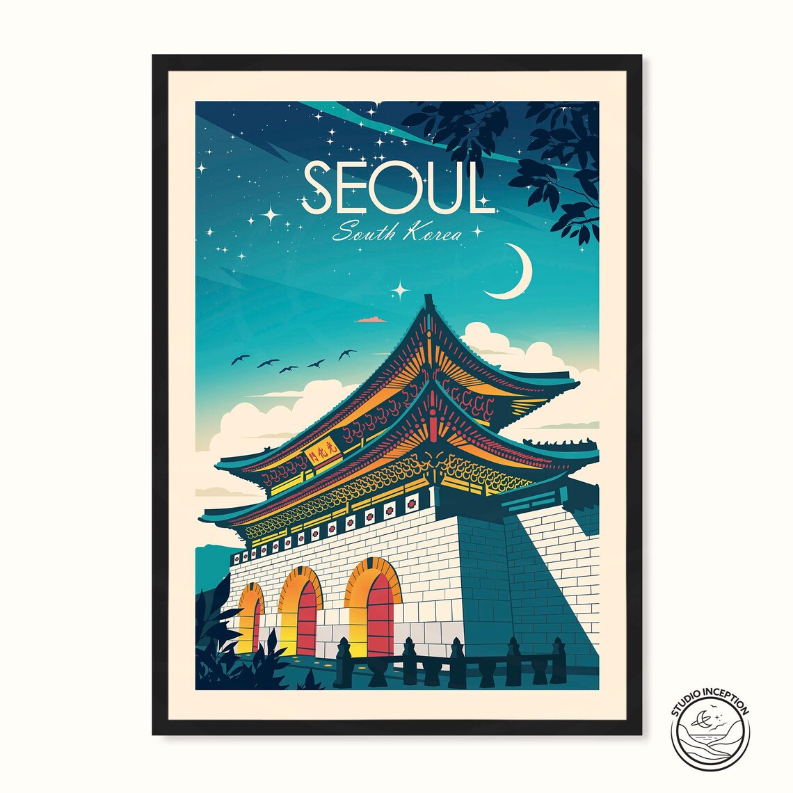 Seoul Travel Poster, Gyeongbok Palace Art Print