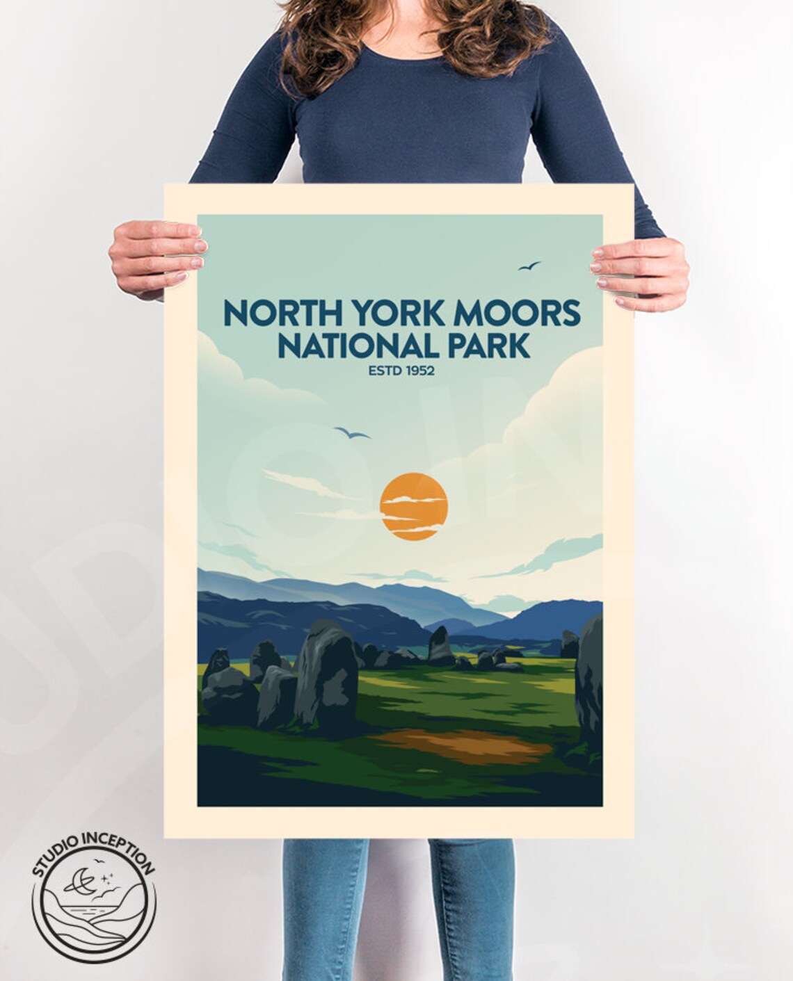 North York Moors National Park Standing Stones Vintage Travel Poster - Image 2