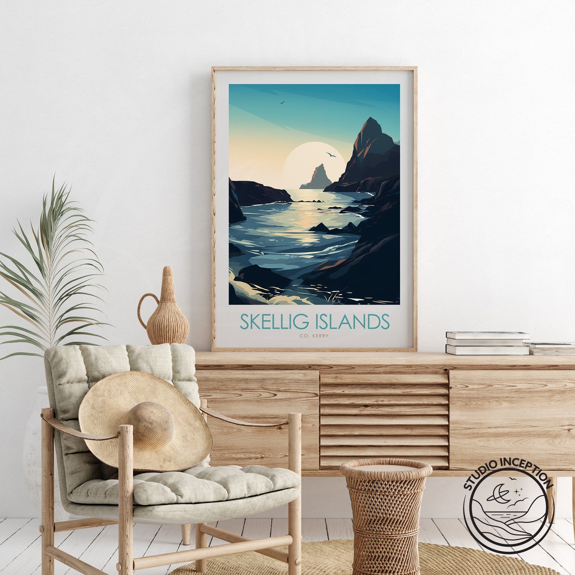 Skellig Islands Co Kerry Moonlit Rocky Coastline Travel Poster - Image 2