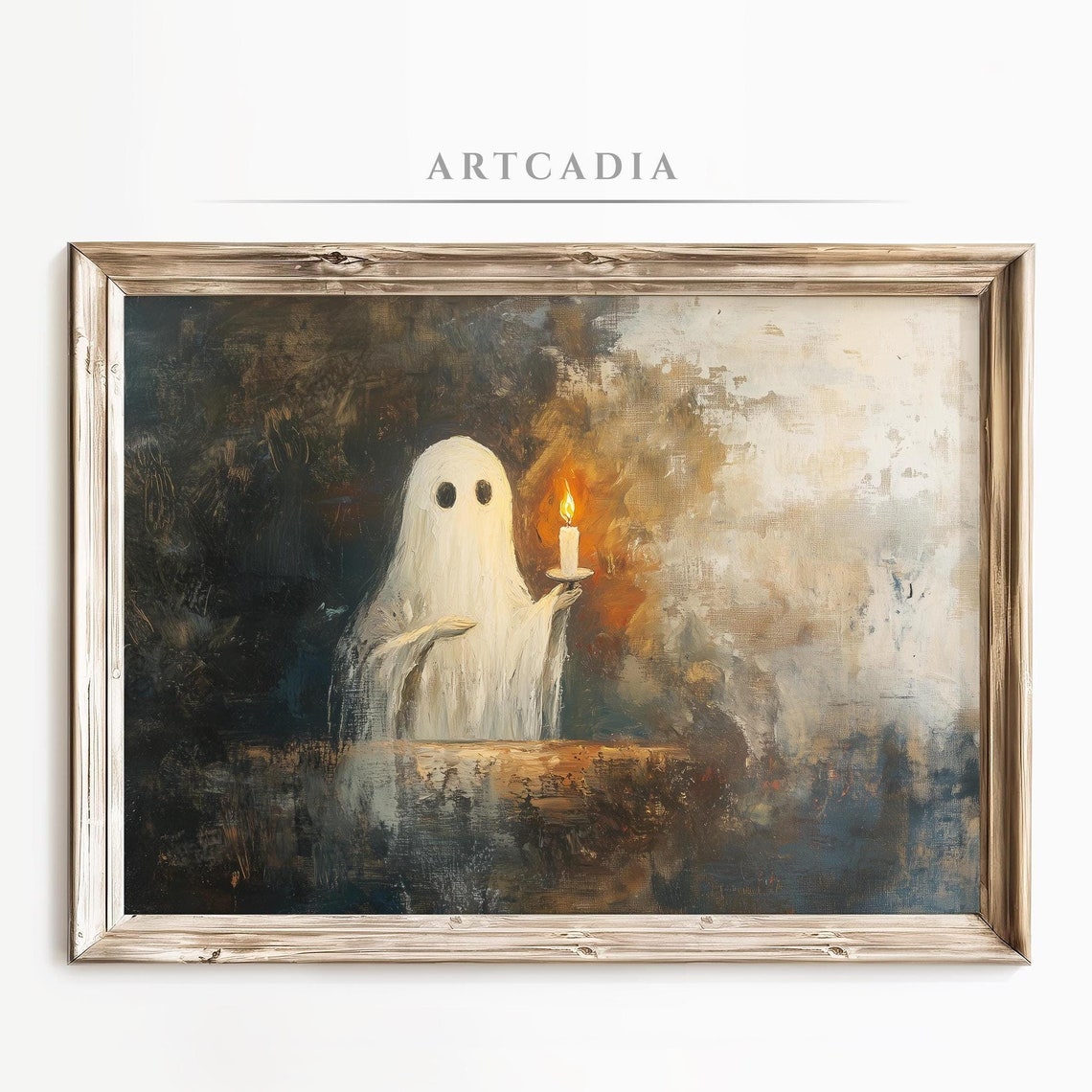 Sweet Ghost Holding a Glowing Candle in the Dark Night Poster