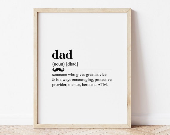 Dad Birthday Gift Dad Definition Definition Print Fathers Day Gift Daddy Gift Dad Gift From Daughter Gifts For Dad