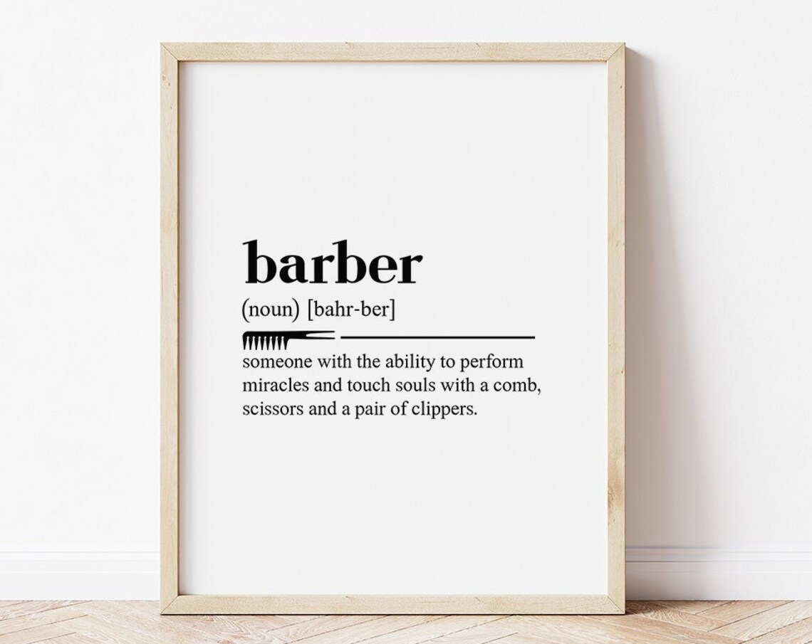 Barber Definition Dictionary Art Print Barbershop Decor Barber Gift Black