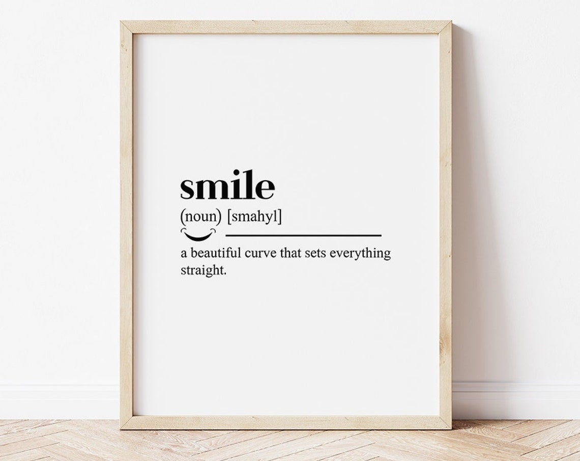 Smile Definition Beautiful Curve Positivity Quote Gift Wall Art