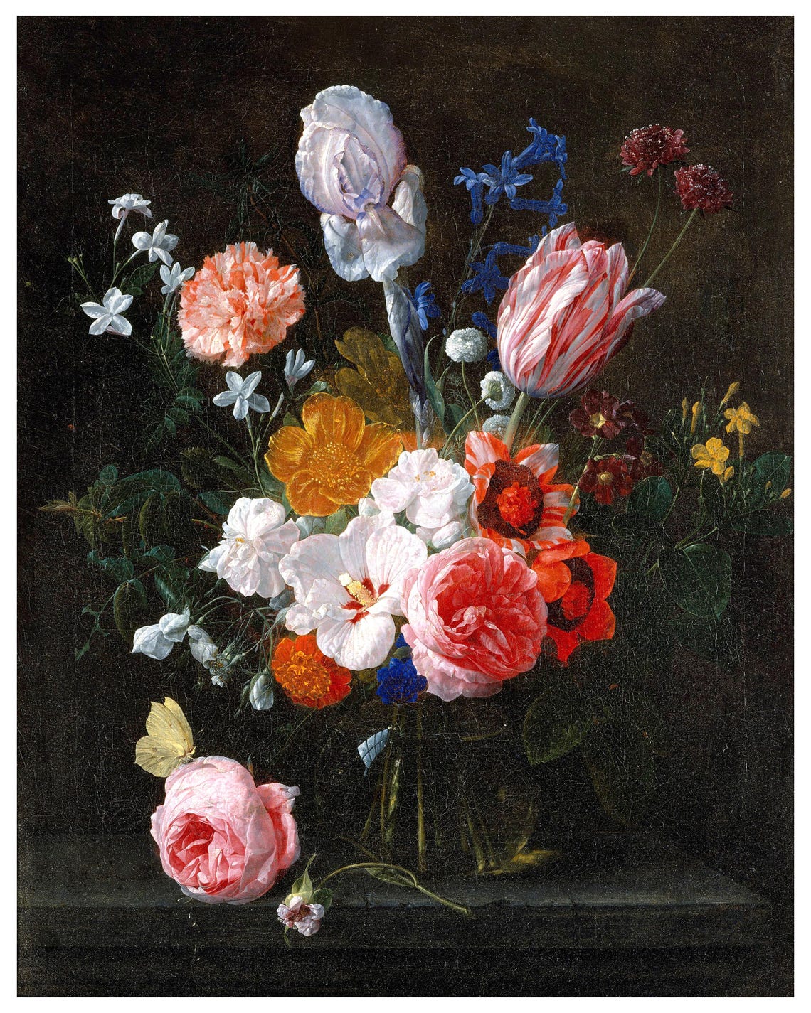 Dutch Master Floral Still Life Roses Tulips Dark Oil Painting Poster - Image 2