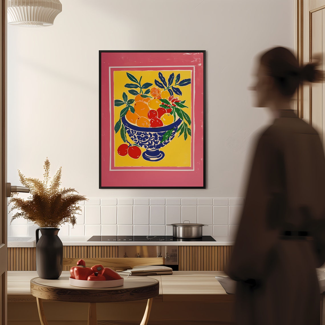 Colorful Fruit Bowl Lemons Oranges Modern Kitchen Art Poster - Image 2