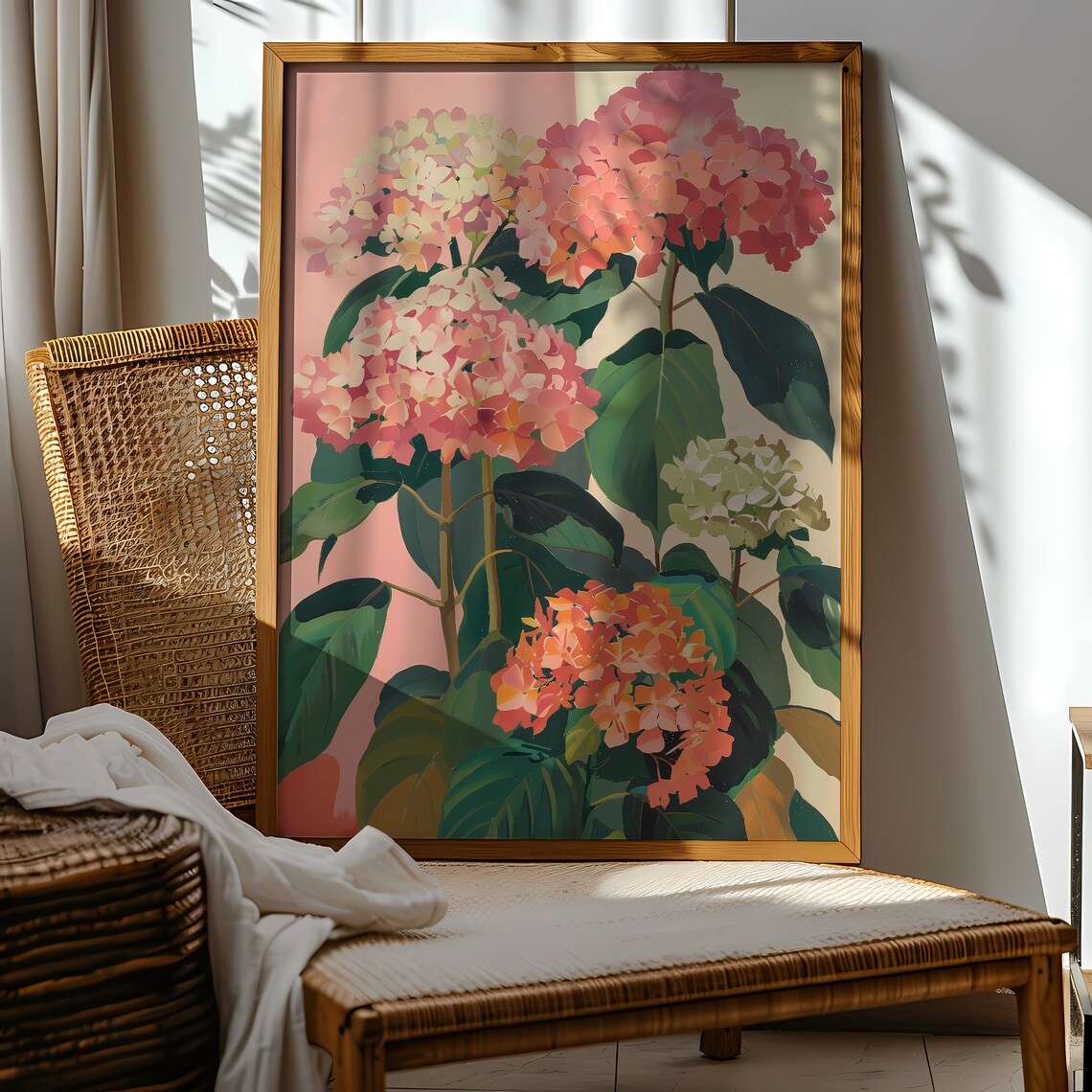 Hydrangea Print, Vintage Danish Pastel Farmhouse - Image 2