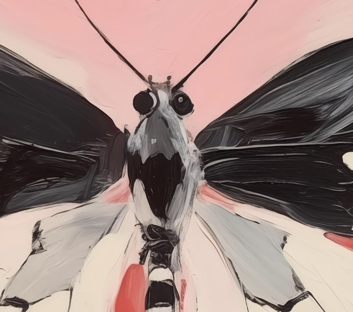 Black White Butterfly Pink Background Bold Insect Art Poster - Image 3