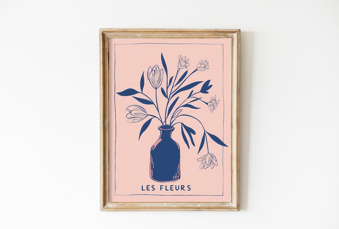 Minimalist Flowers Botanical Print, Japandi Style