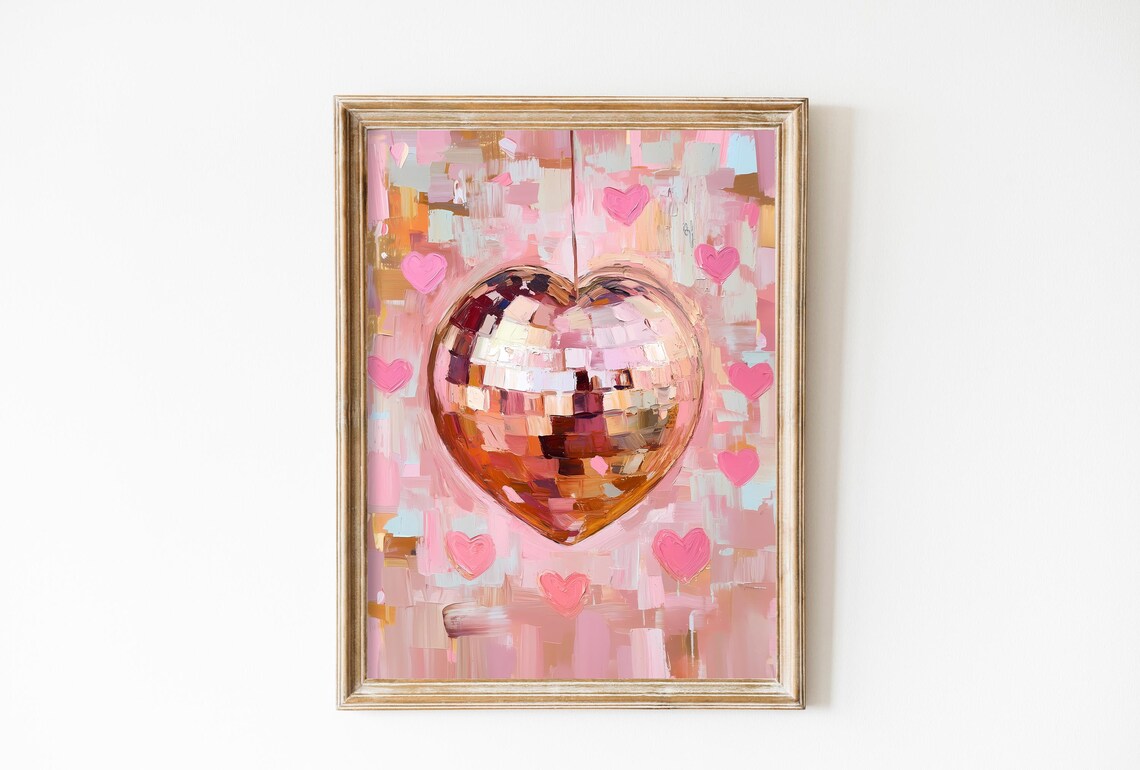 Heart Shaped Mirrorball, Pink Love Disco Decor
