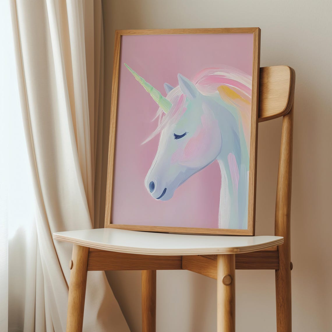 Whimsical Pink Unicorn Art Print, Girls Room Decor - Image 2