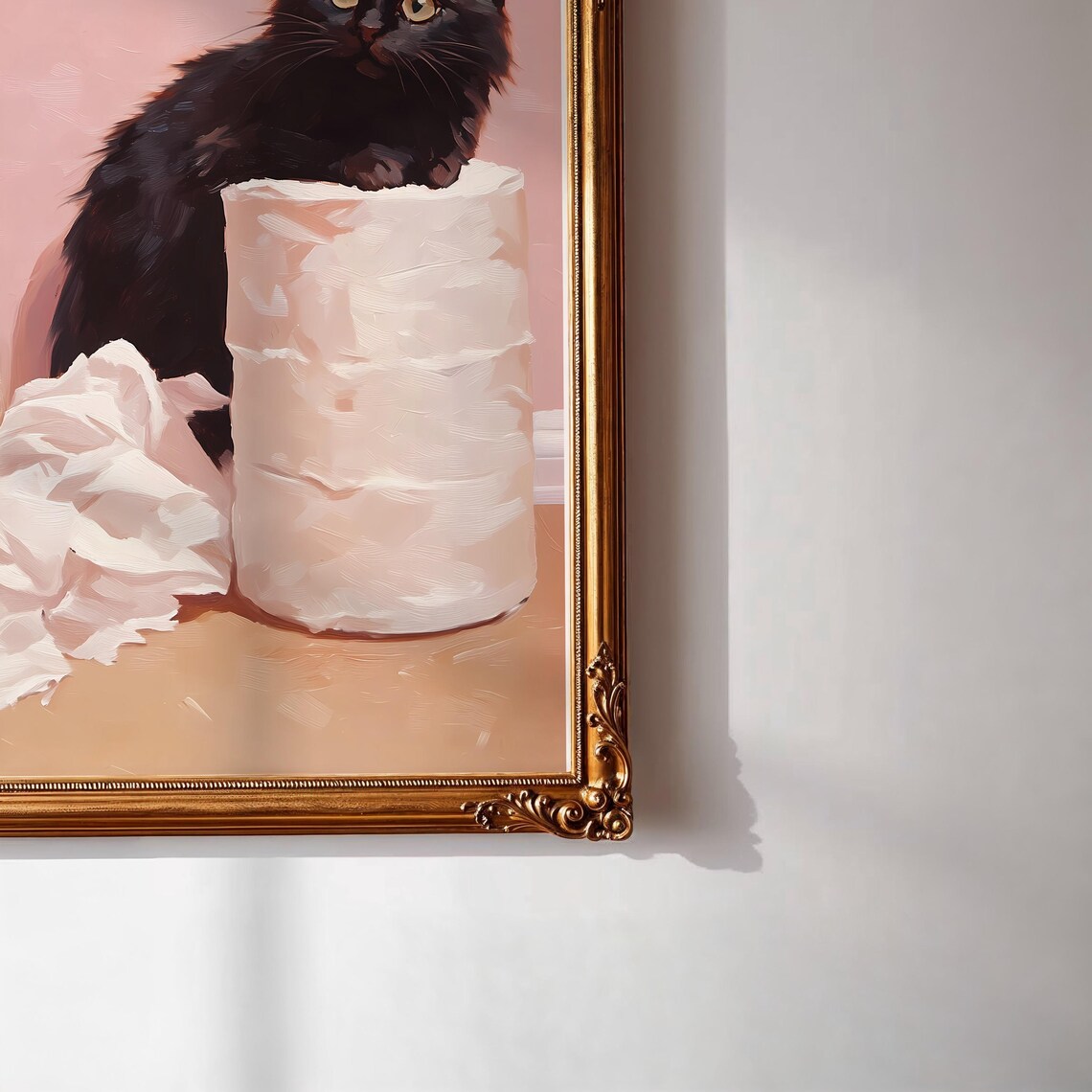 Are You Pooping Two Black Cats Toilet Paper Funny Bathroom Poster - Image 2