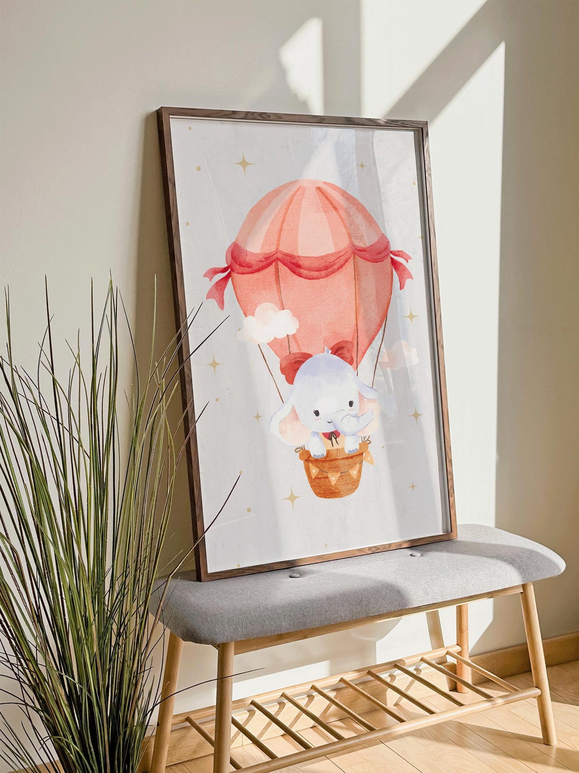 Hot Air Balloon Elephant Nursery Art, Baby Shower Gift - Image 3
