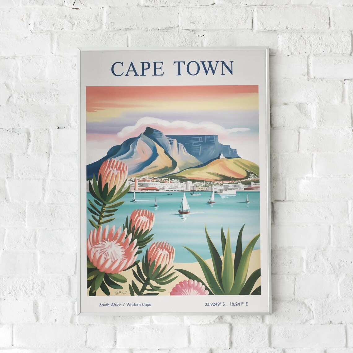Cape Town Travel Poster, Table Mountain Vintage Style - Image 6