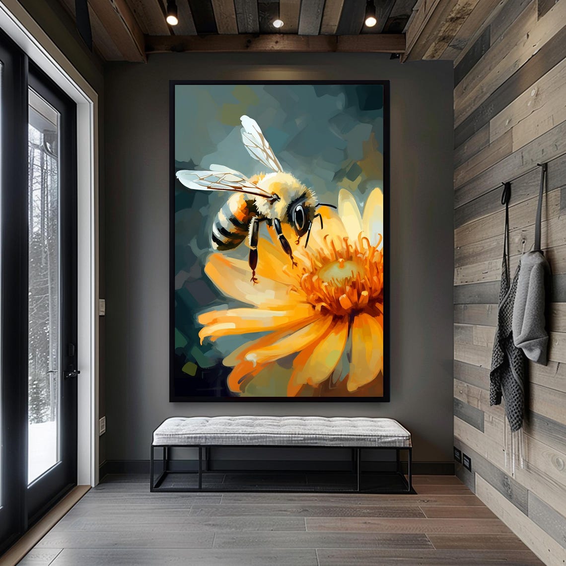 Bee Decor Flower Art Floral Art Print Wall Art Large Wall Decor Unique Gifts Housewarming Gift Maximalist Decor Art Decor - Image 4