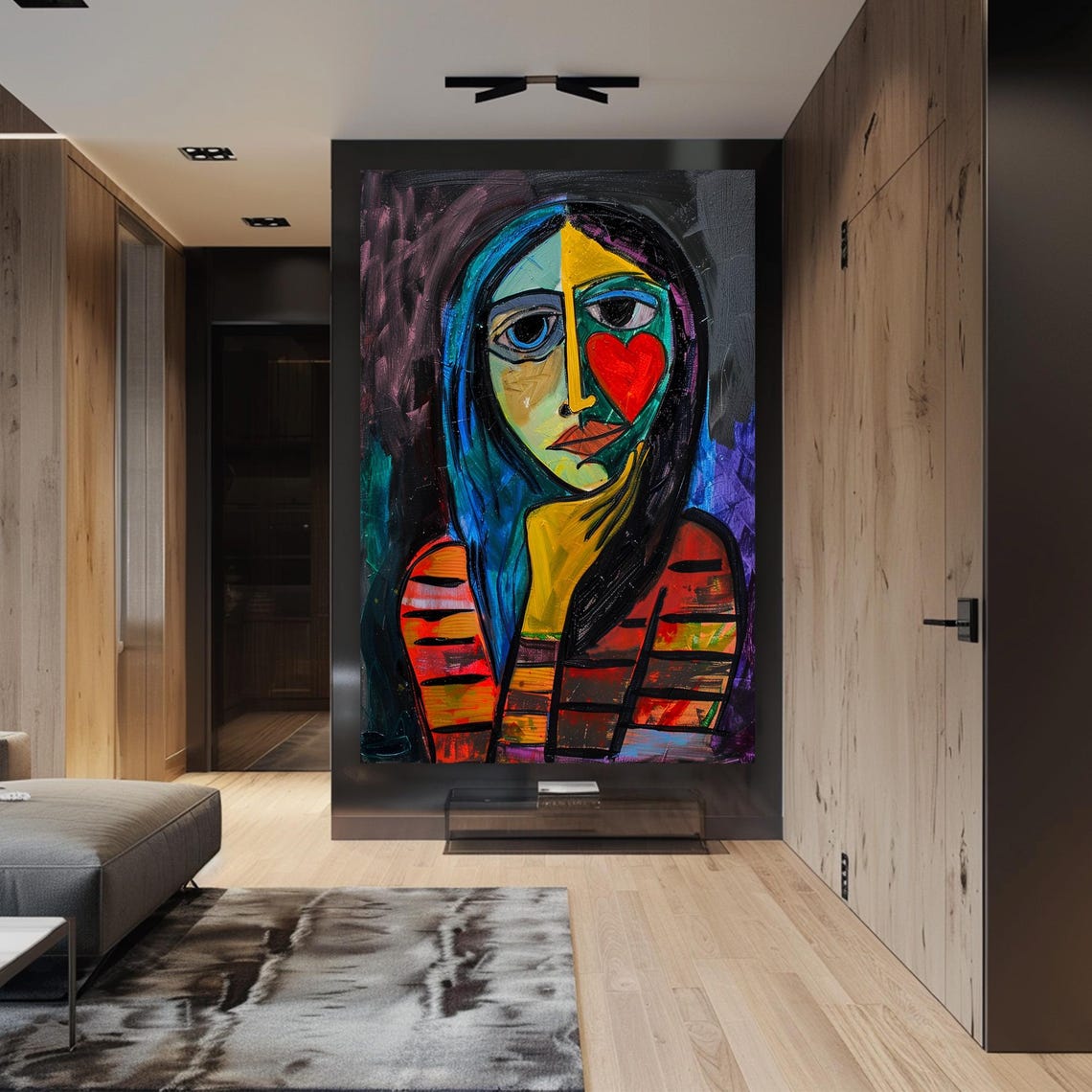 Picasso Style Art Abstract Decor Interior Design Modern Art Black Framed Art Contemporary Art Extra Large Wall Art Black Art Print - Image 6