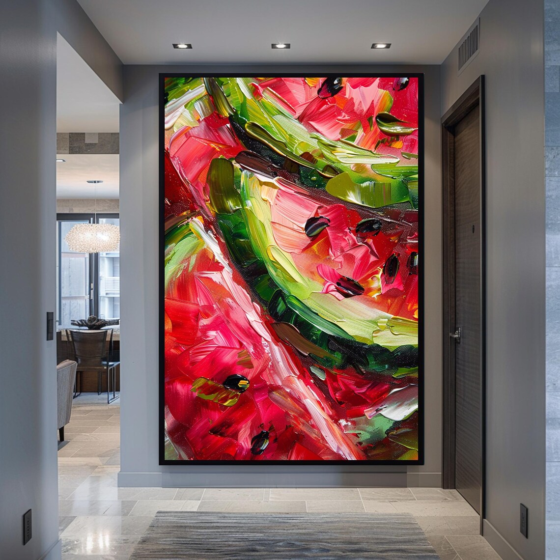 Fruit Decor Wall Art Kitchen Wall Art Watermelon Painting Large Print Framed Art Print Gift Idea Home Decor
