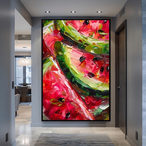 Fruit Decor Wall Art Kitchen Wall Art Watermelon Painting Large Print Framed Art Print Gift Idea Home Decor