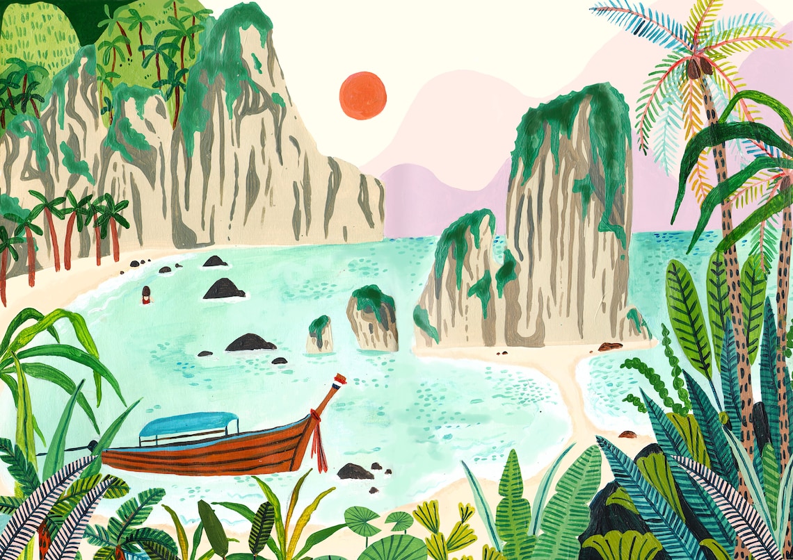 Phi Phi Islands Thailand Travel Poster, Coastal Decor - Image 2