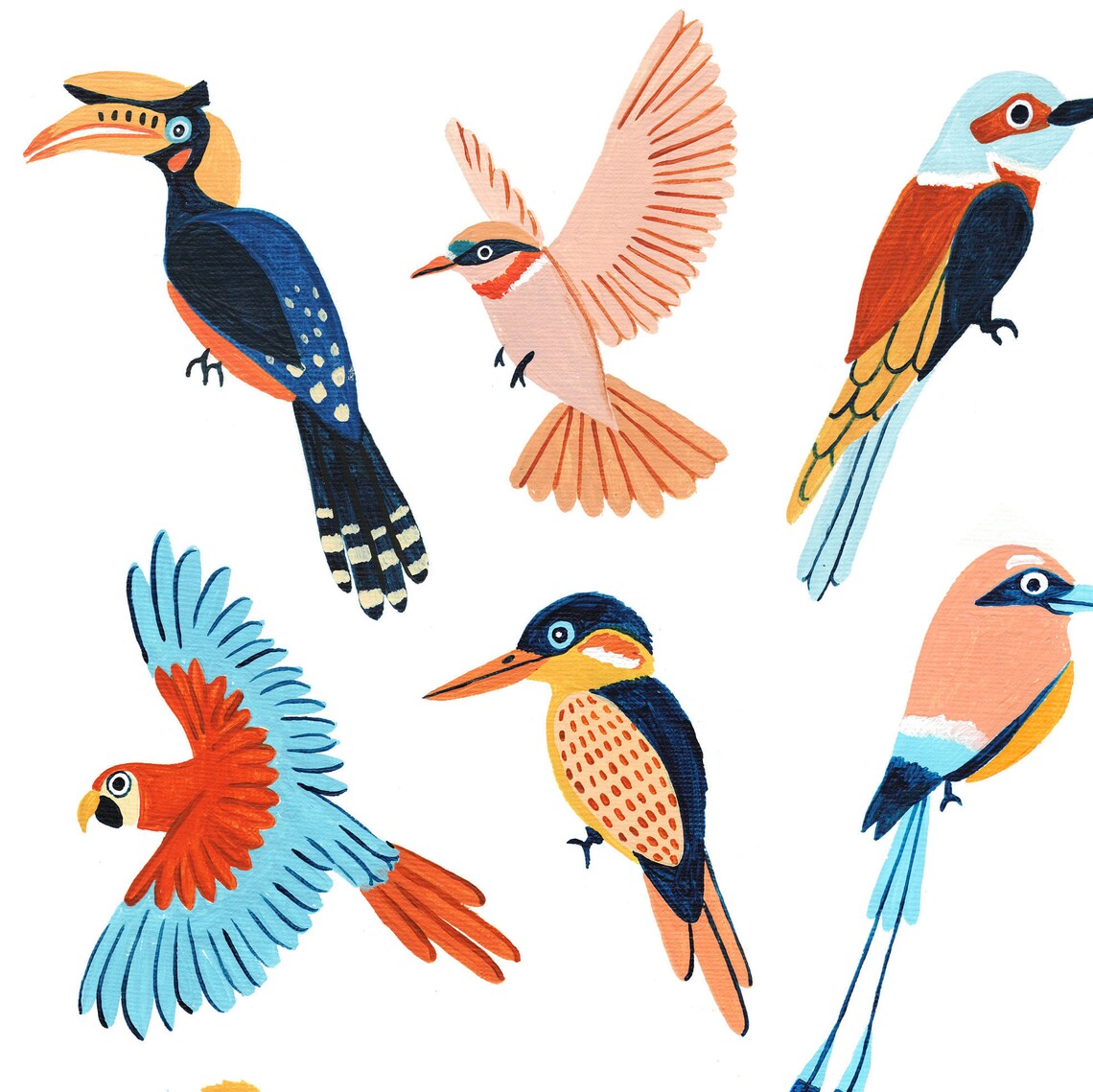 Parrot, Peacock & Toucan Botanical Art Print - Image 3