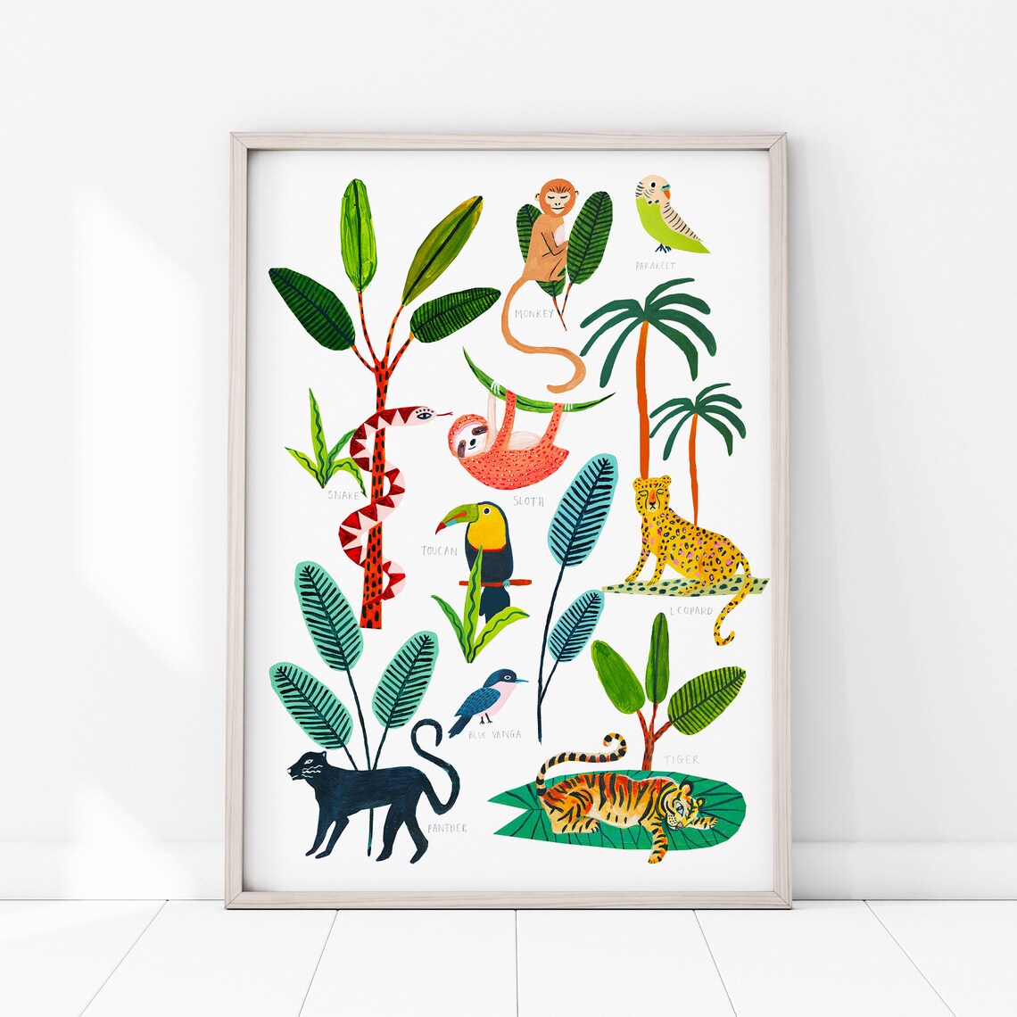 Jungle Animals Botanical Nursery Art Print - Image 4