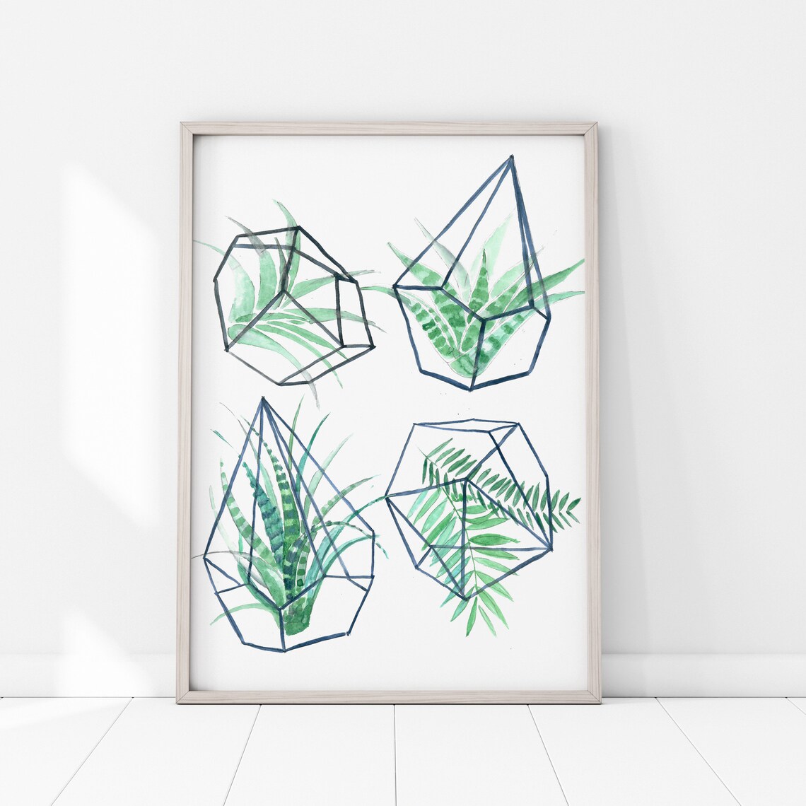 Terrarium Botanical Illustration, Watercolor Art Print