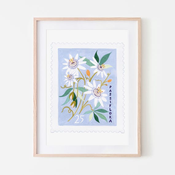 Passiflora Botanical Vintage Floral Art Print