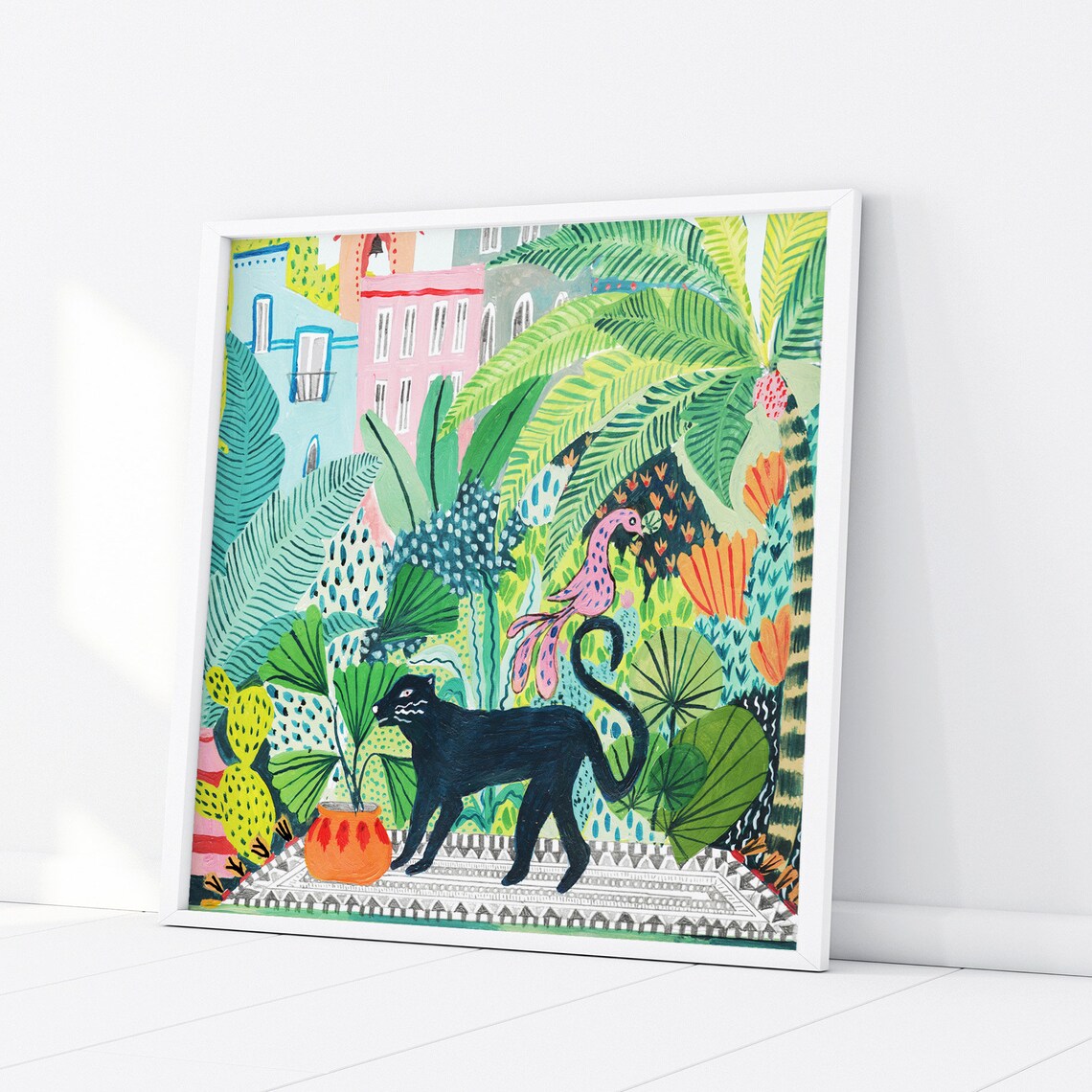 Black Cat Botanical Print, Jungle Safari Poster - Image 3
