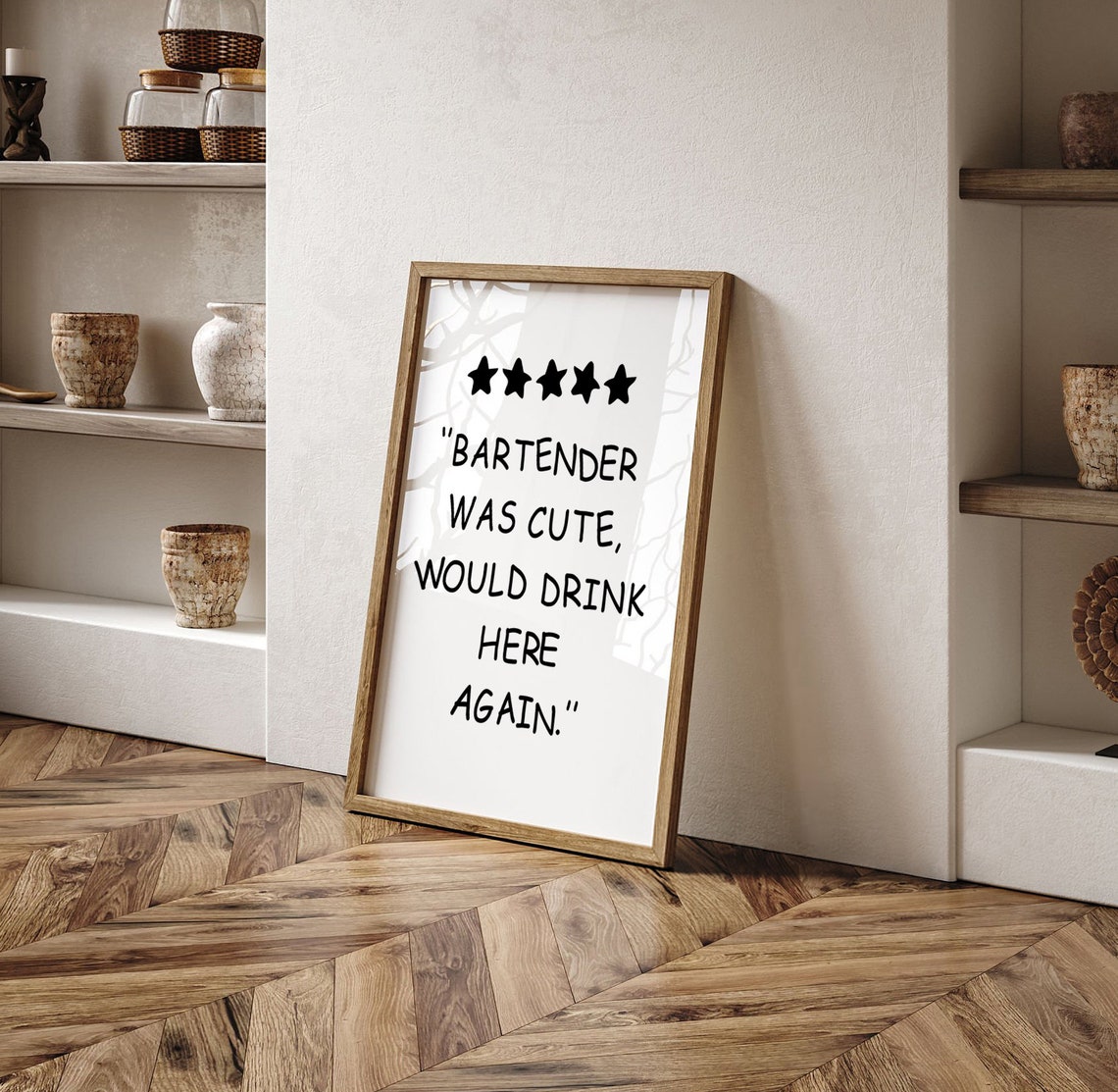 Bartender Was Cute Witty Funny Five Star Review Quote Bar Poster - Image 2