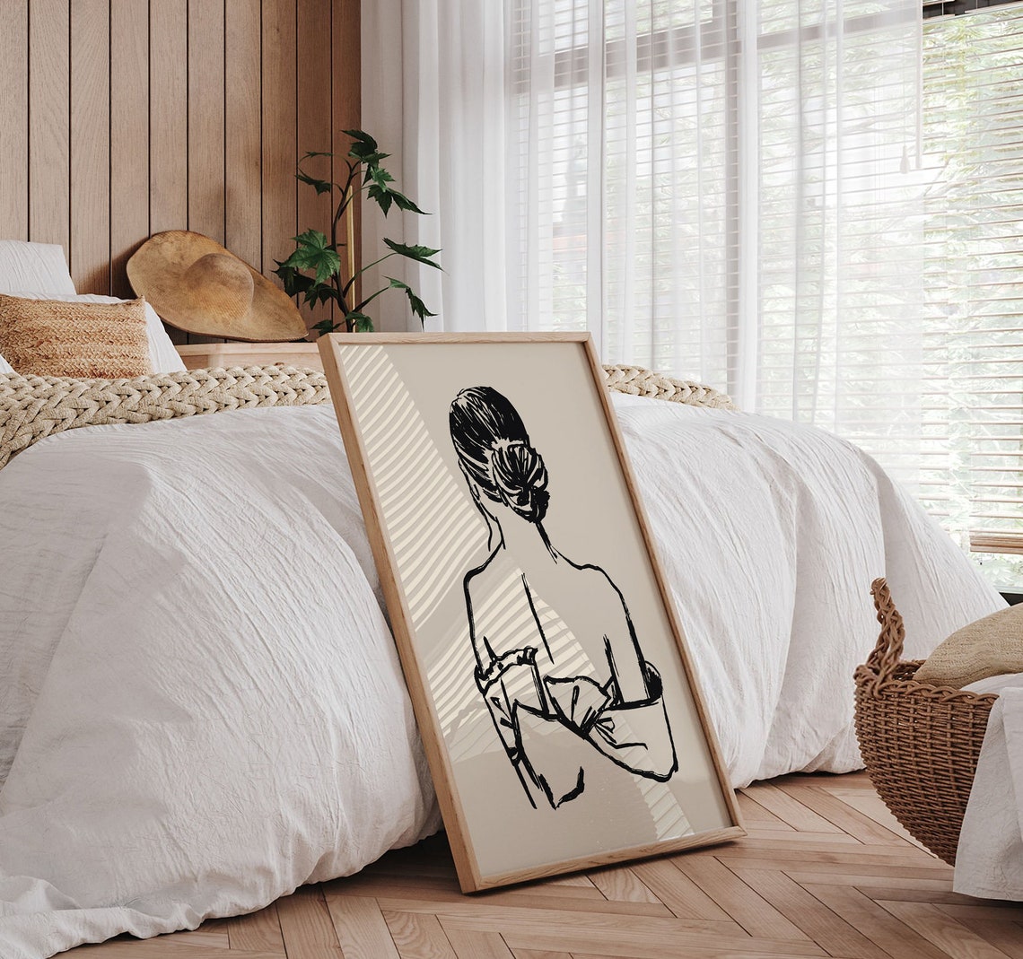 Boho Women Silhouette Poster Minimalist Wall Art Neutral Wall Decor Abstract Wall Decor Trendy Wall Art Instant Poster - Image 4