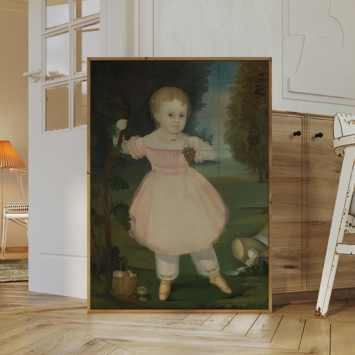 Vintage Naive Portrait Of Child Art Print Vintage Painting Wall Art Oil Painting Print Portrait Art A 50