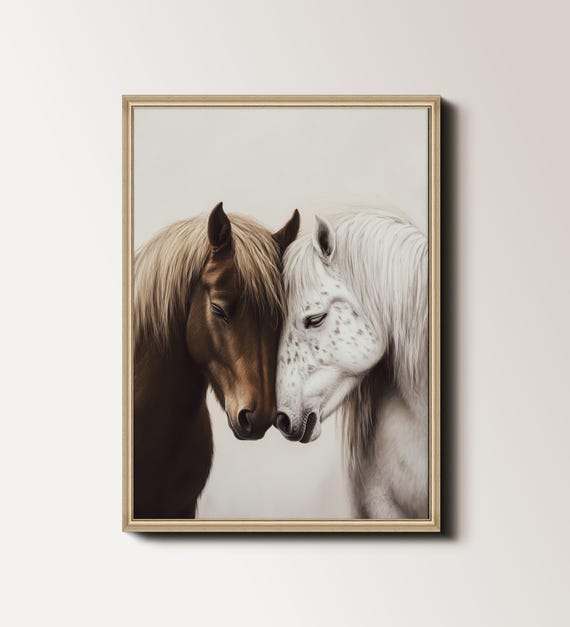 Neutral Horse Wall Art Vintage Horses Painting Moody Horse Art Farmhouse Horse Wall Art Horses Oil Painting 011