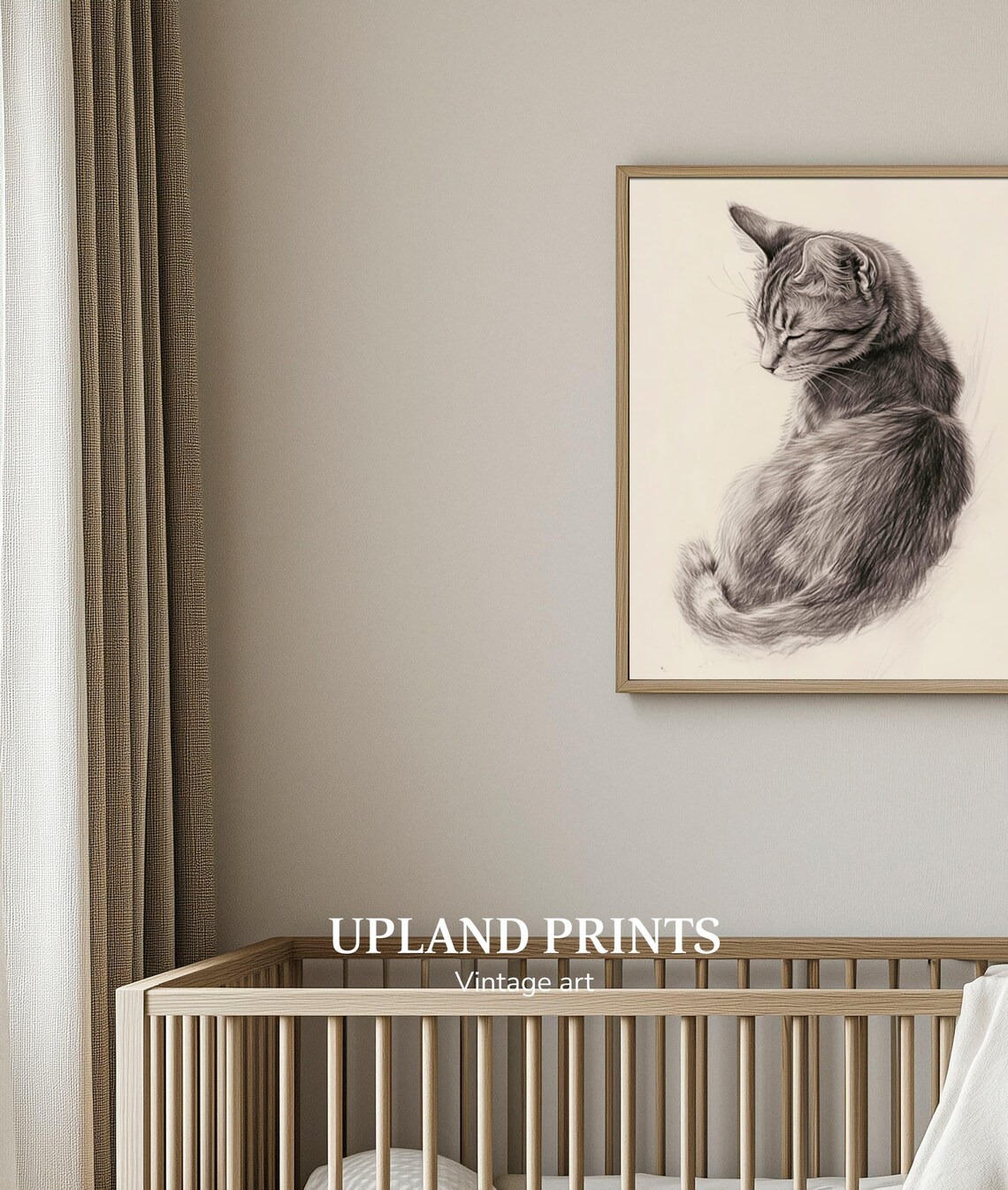 Vintage Cat Drawing, Minimalist Cat Sketch - Image 3