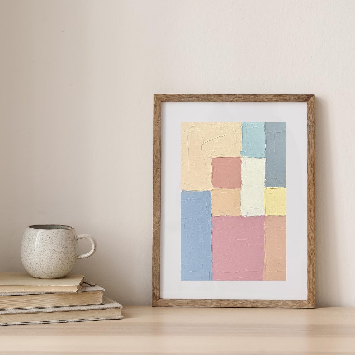 Pastel Geometric Color Blocks Soft Modern Abstract Art Poster