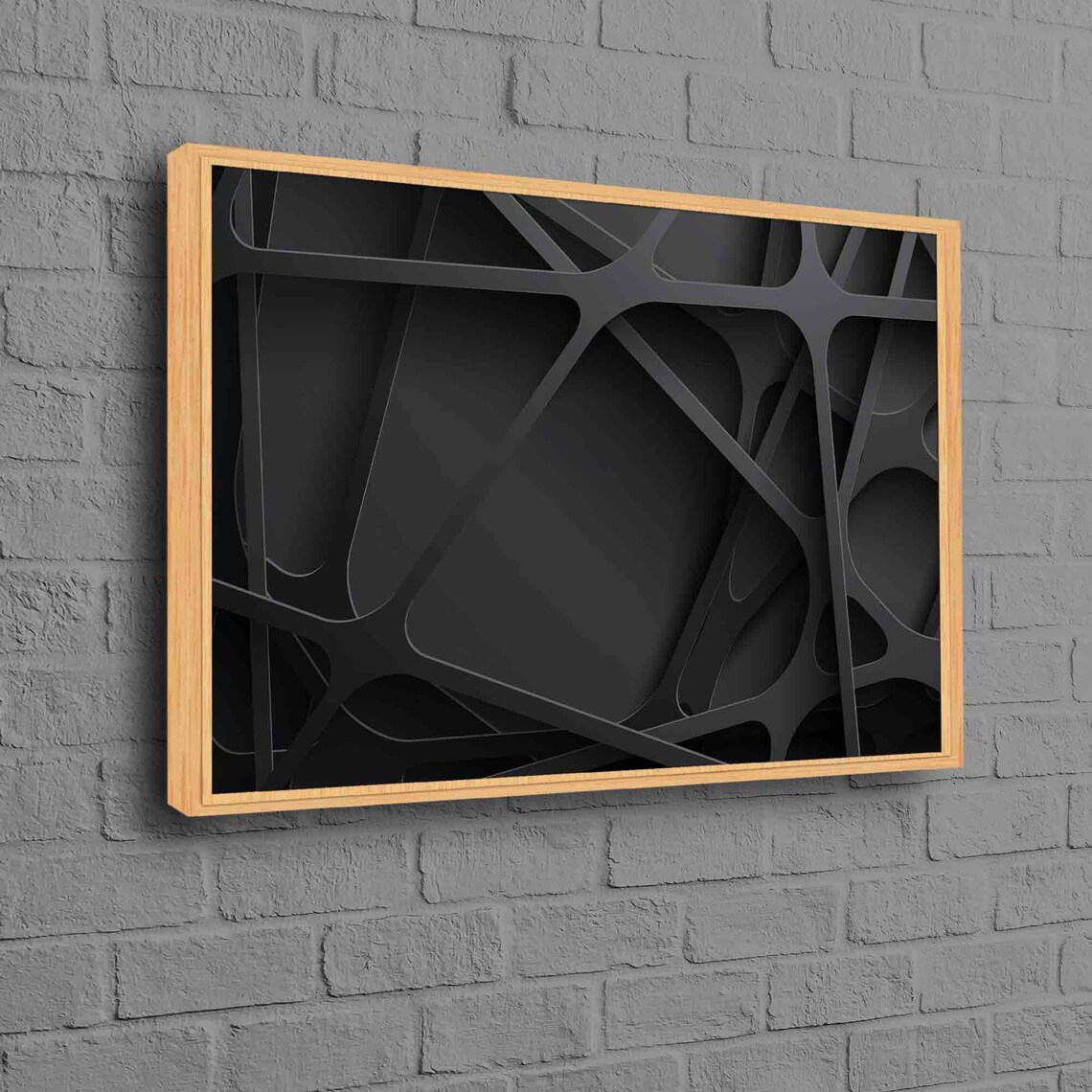 Black Abstract Artwork, Metallic Effect