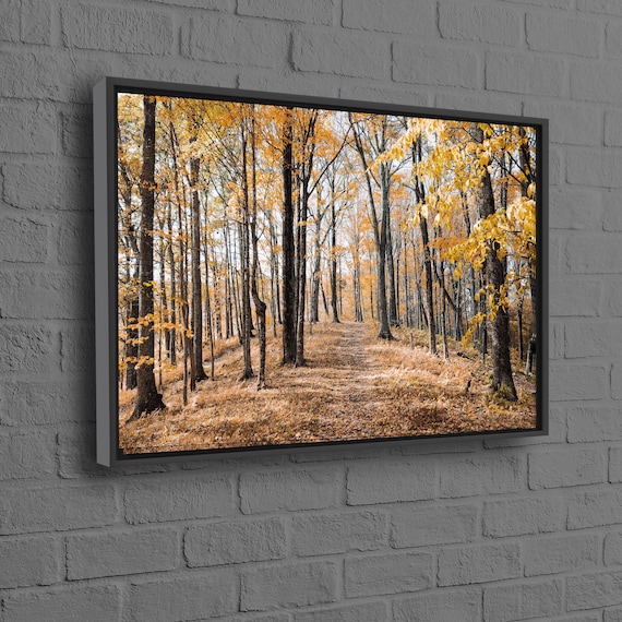 Golden Autumn Forest Path Fall Trees Scenic Landscape Art Poster