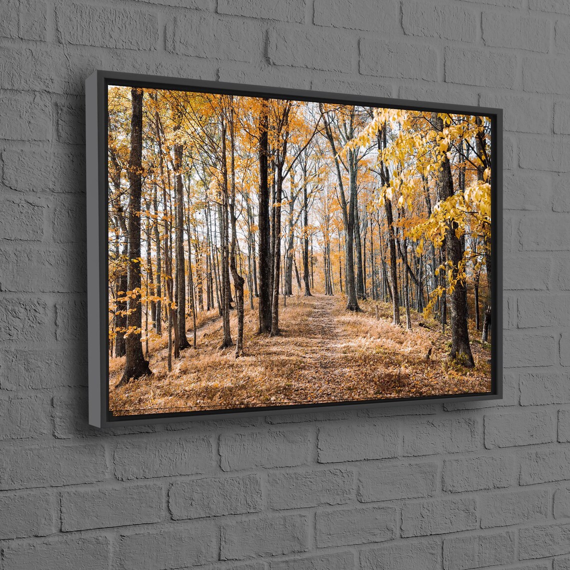 Golden Autumn Forest Path Fall Trees Scenic Landscape Art Poster