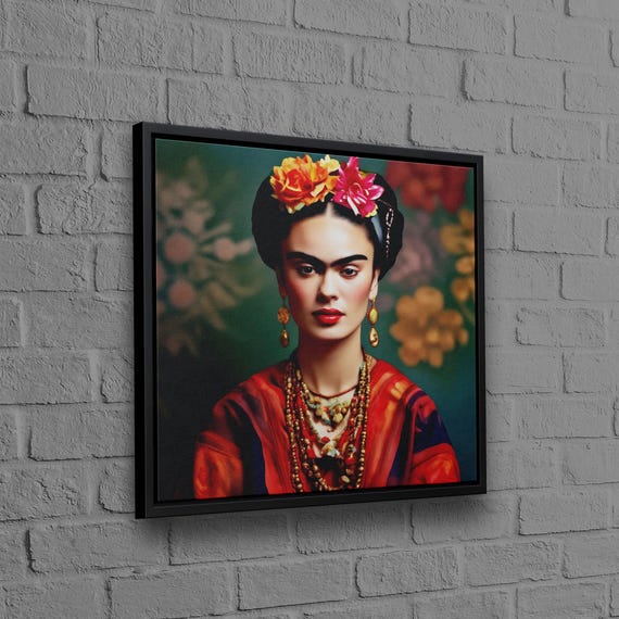 Famous Wall Hanging Frida Artwork Floral Woman Canvas Poster Kahlo Decor Personalized Gift For Mom Bedroom Art