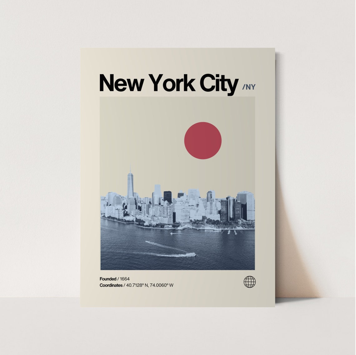 New York City Poster Minimalist Helvetica Mid Century Modern New York City Travel Print New York City Wall Art Nyc Monochrome Art