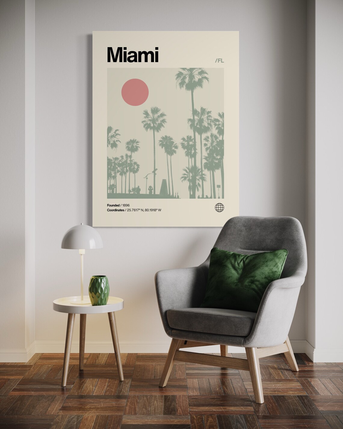 Miami Minimalist Mid-Century Modern Travel Poster - Image 2