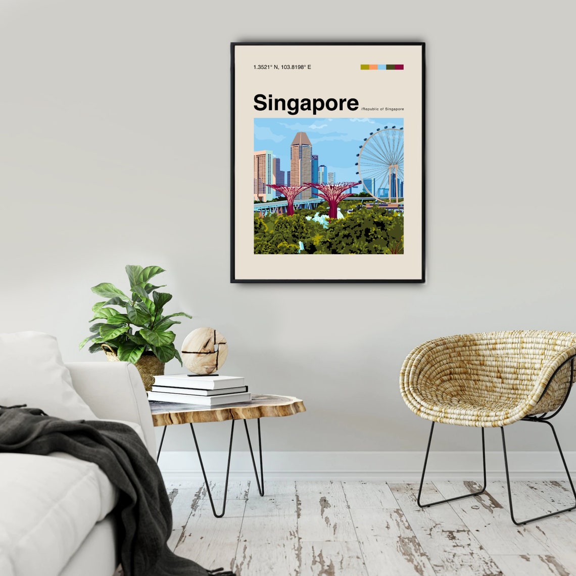 Singapore Poster Minimalist Helvetica Mid Century Modern Singapore Travel Print Singapore Wall Art Singapore Wall Art Singapore Print - Image 2