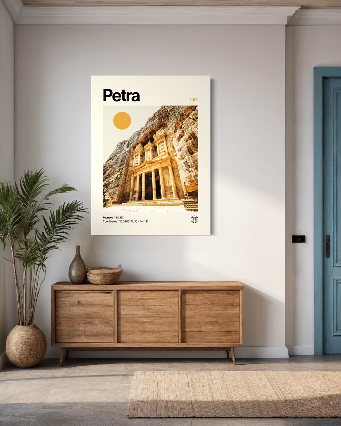 Petra Jordan Treasury Minimalist Mid Century Modern Desert Sun Poster - Image 3
