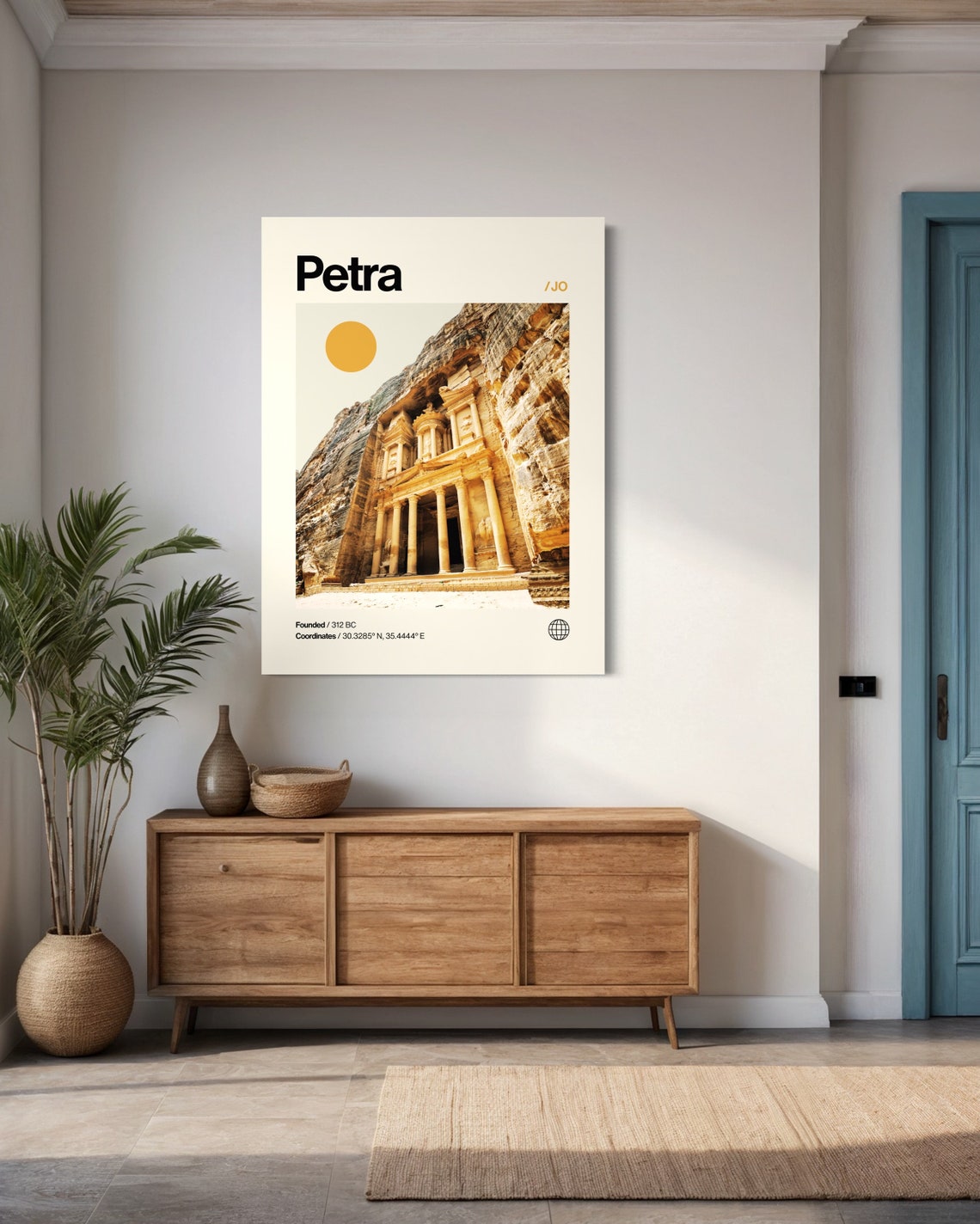 Petra Poster Minimalist Helvetica Mid Century Modern Petra Travel Print Petra Wall Art Petra Jordan Art House Art Petra Jordan Print - Image 3