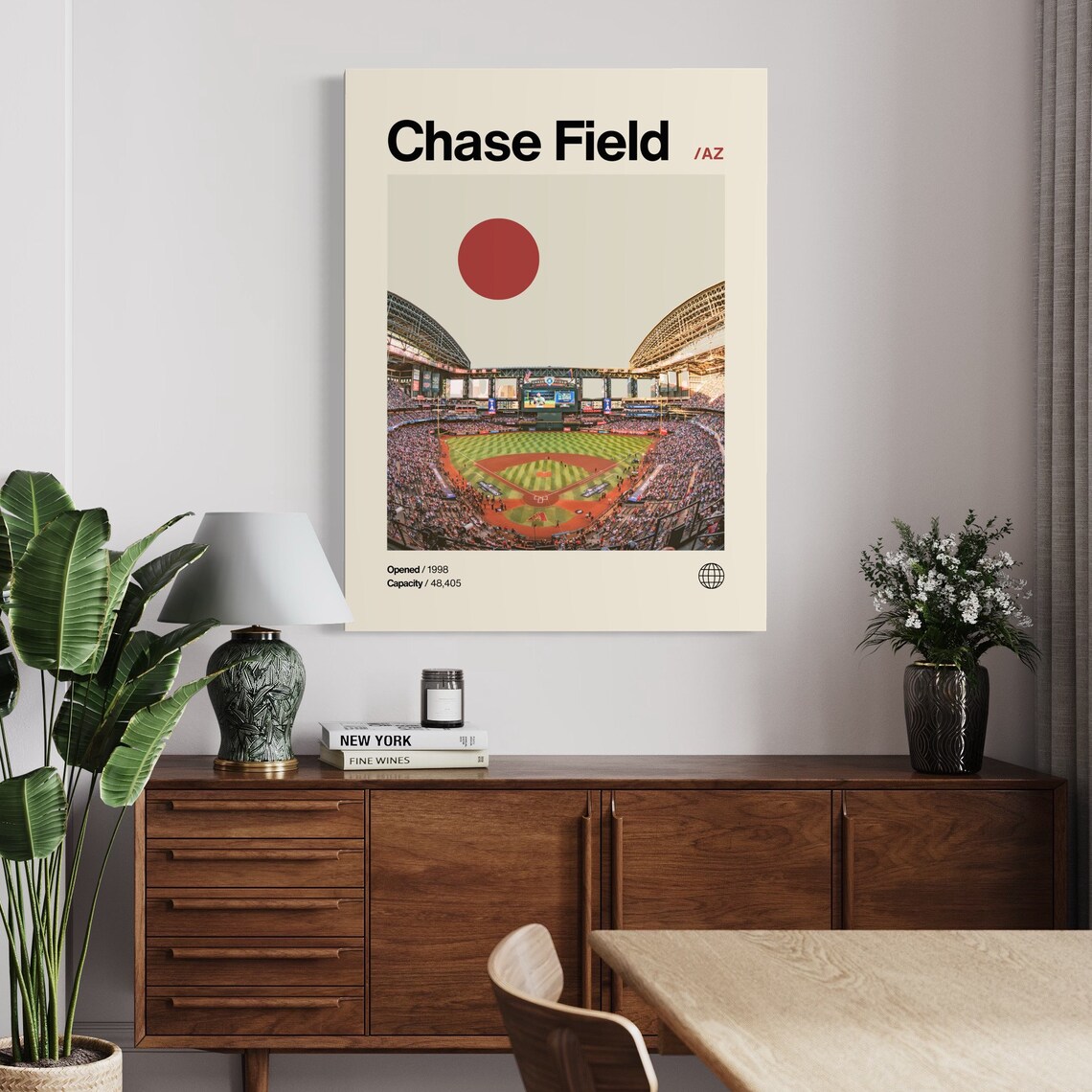 Chase Field Minimalist Mid-Century Baseball Art Print - Image 2