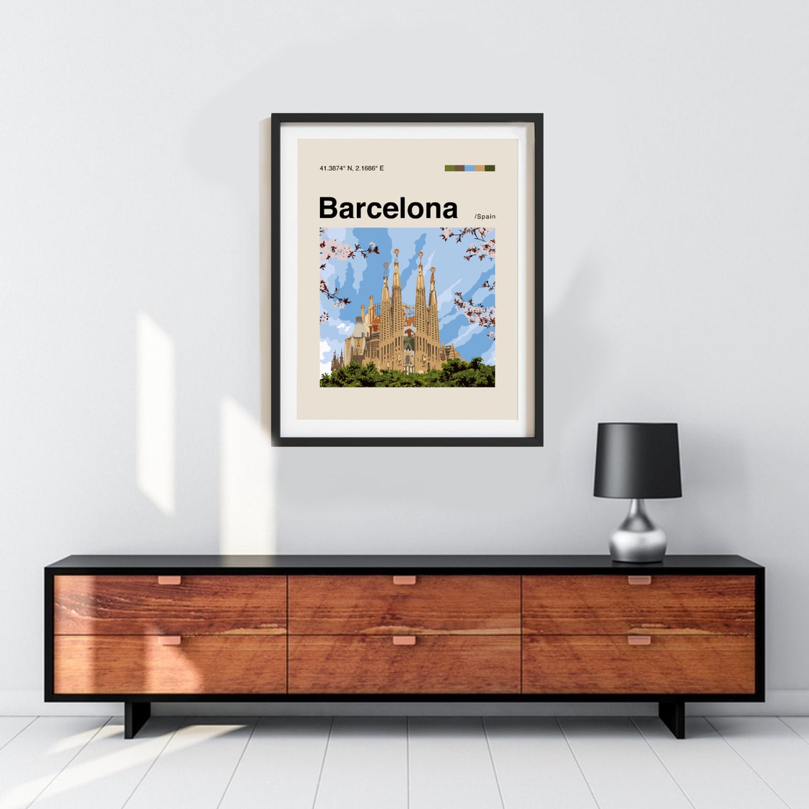 Barcelona Poster Minimalist Helvetica Mid Century Modern Barcelona Travel Print Barcelona Wall Art Barcelona Spain Art House Art - Image 3