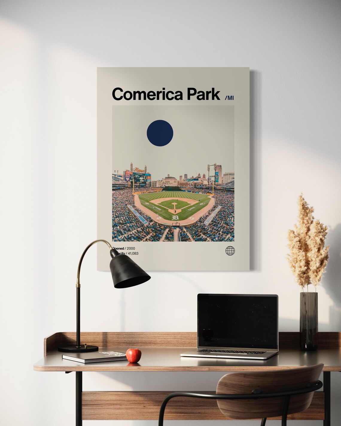 Comerica Park Detroit Tigers Baseball Stadium Minimalist Poster - Image 3