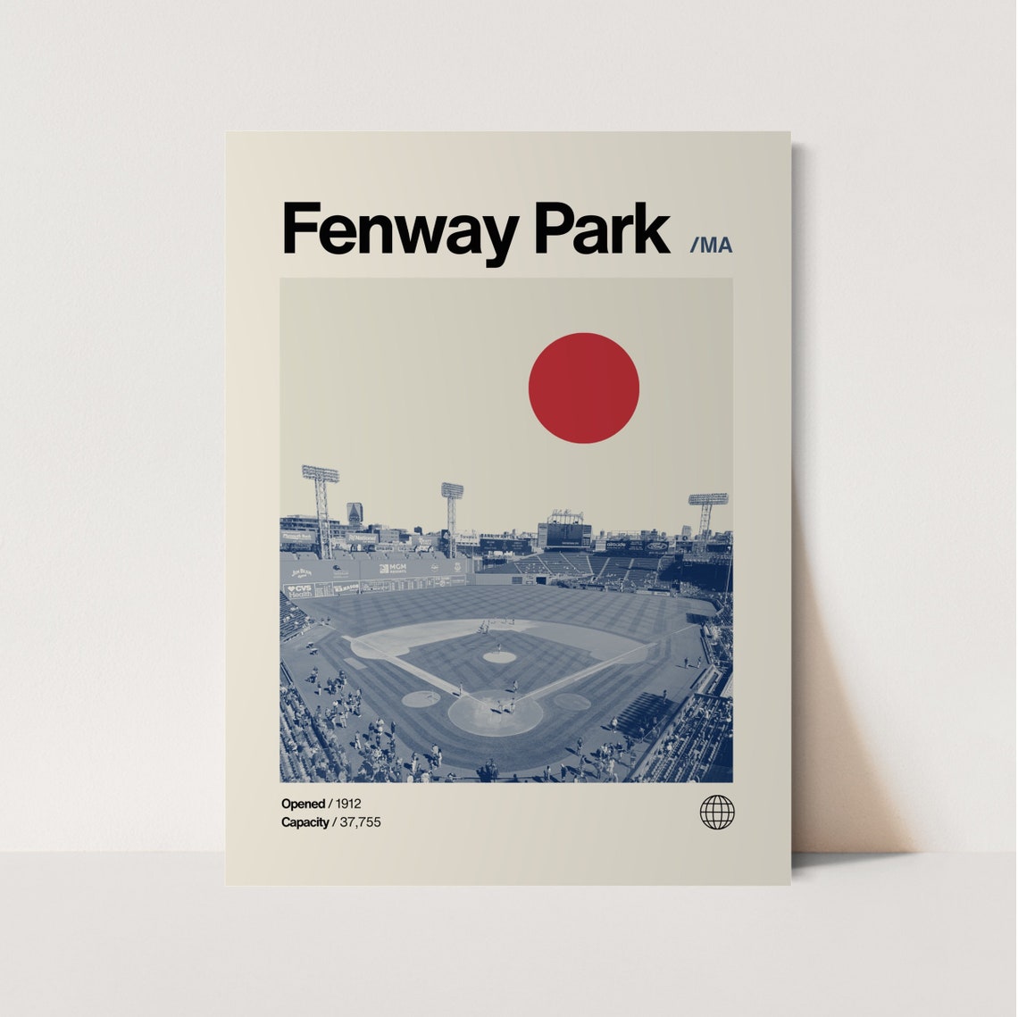 Fenway Park Boston Red Sox Baseball Stadium Minimalist Poster