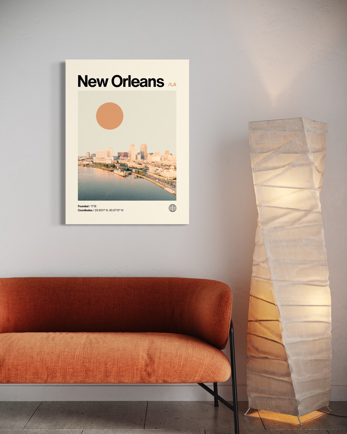 New Orleans Louisiana Riverfront Skyline Minimalist Travel Poster Art - Image 2