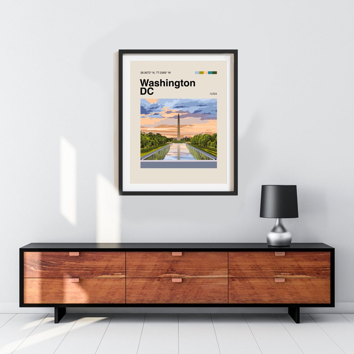 Washington DC Monument Reflecting Pool Minimalist Helvetica Poster - Image 2