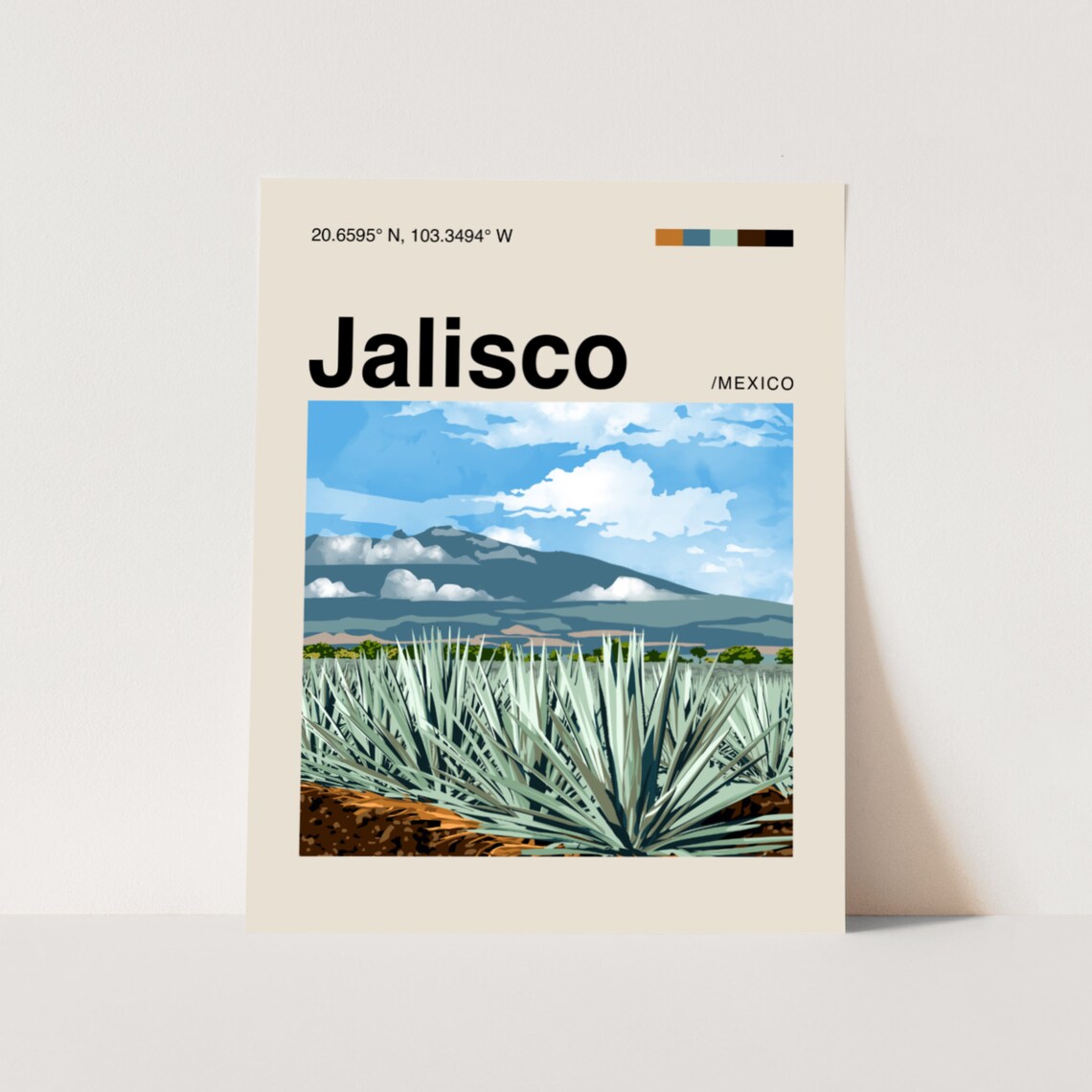 Jalisco Minimalist Mid-Century Travel Poster